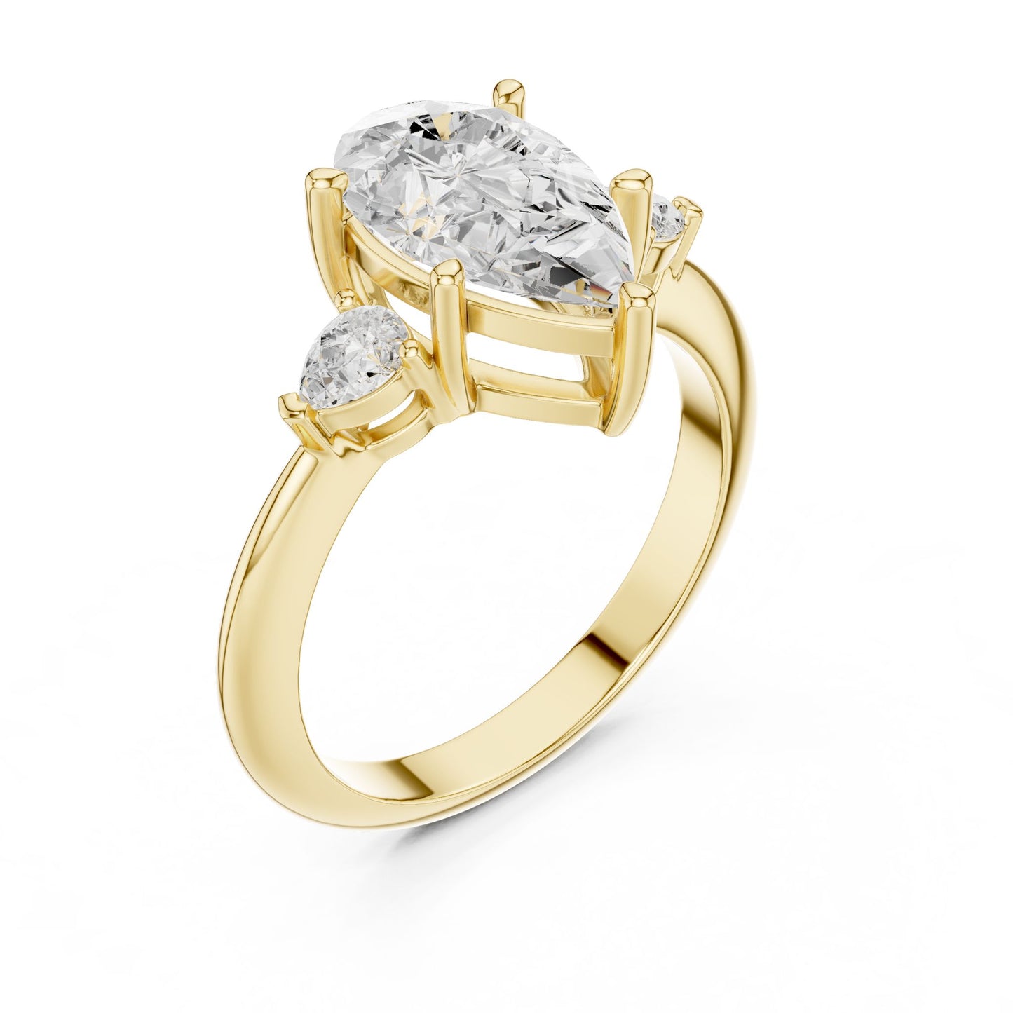 Pear Lab Grown Diamond Three-Stone Engagement Ring