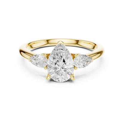 Pear Lab Grown Diamond Three-Stone Engagement Ring
