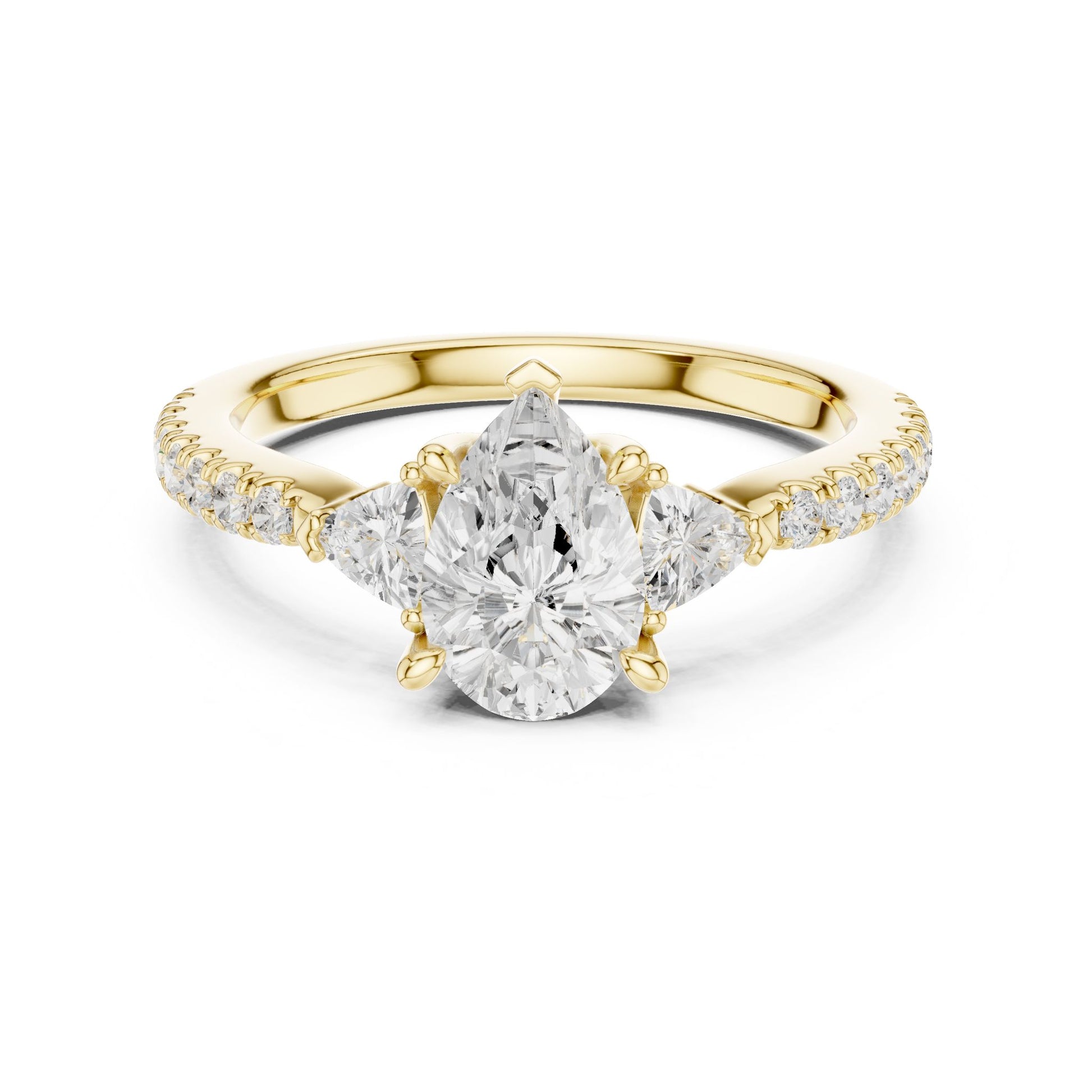 Pear Lab Grown Diamond Three-Stone Engagement Ring