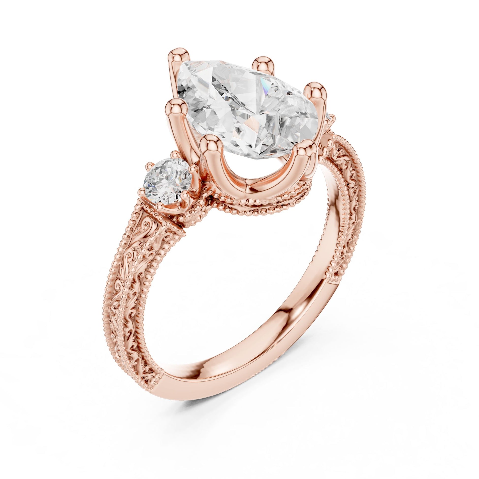 Pear Lab Grown Diamond Three-Stone Engagement Ring
