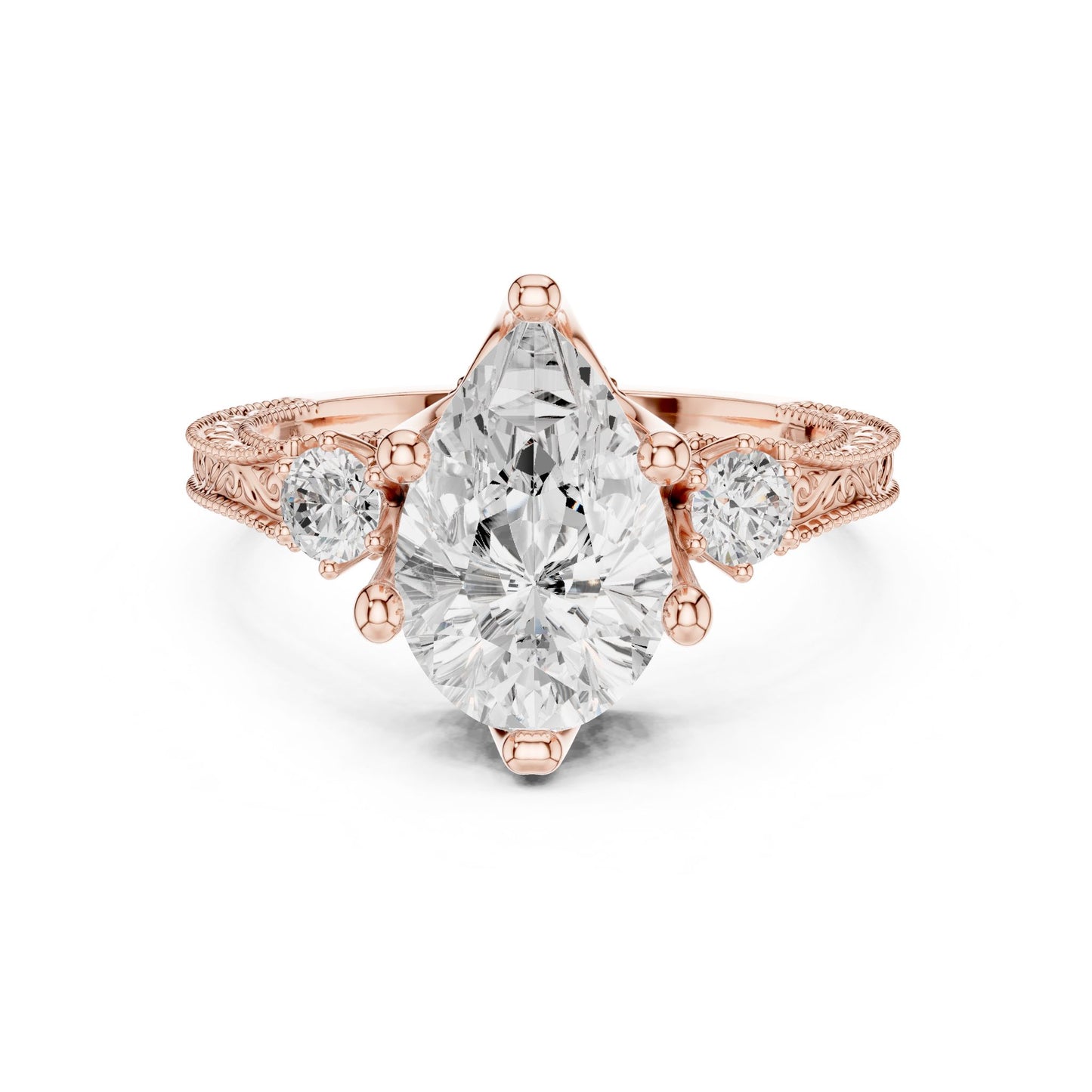 Pear Lab Grown Diamond Three-Stone Engagement Ring