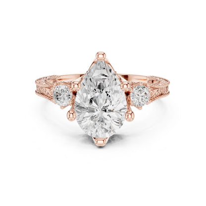 Pear Lab Grown Diamond Three-Stone Engagement Ring
