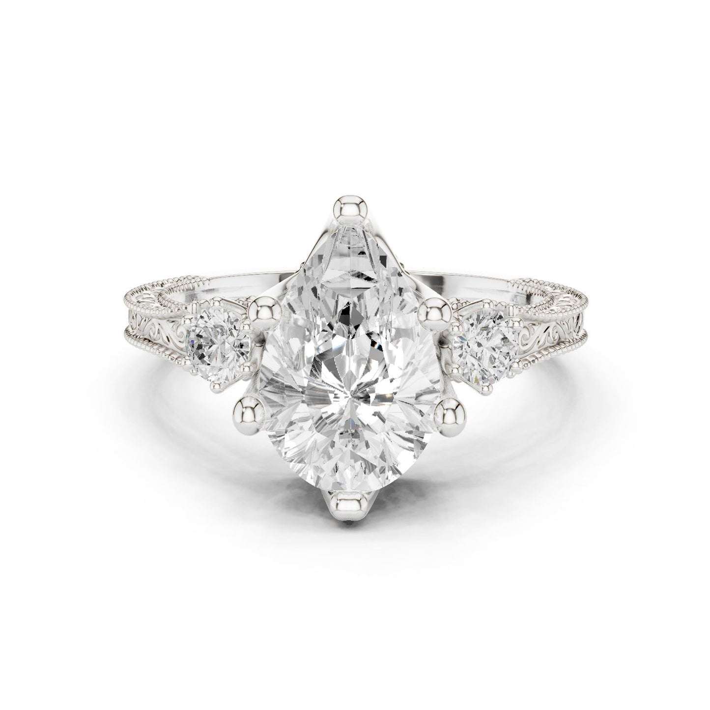 Pear Lab Grown Diamond Three-Stone Engagement Ring