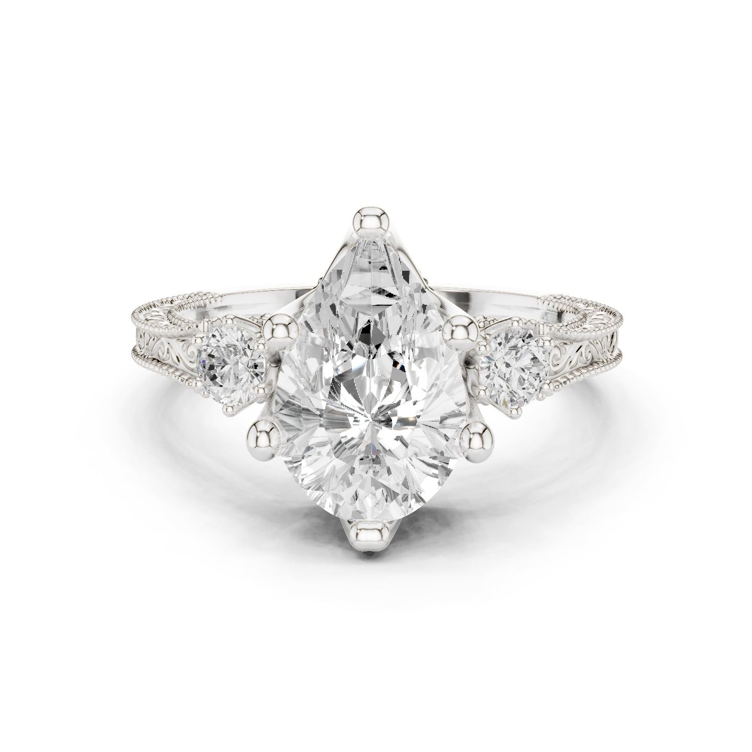 Pear Lab Grown Diamond Three-Stone Engagement Ring