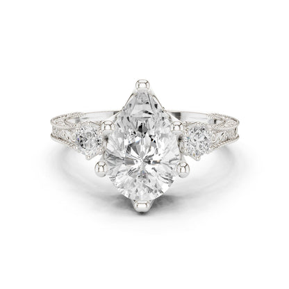 Pear Lab Grown Diamond Three-Stone Engagement Ring