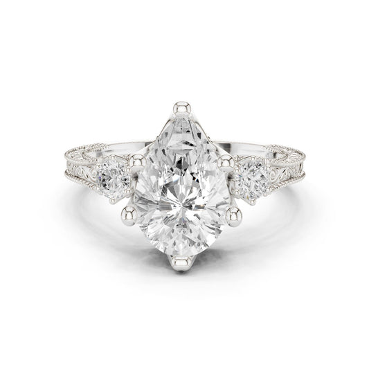 Pear Lab Grown Diamond Three-Stone Engagement Ring