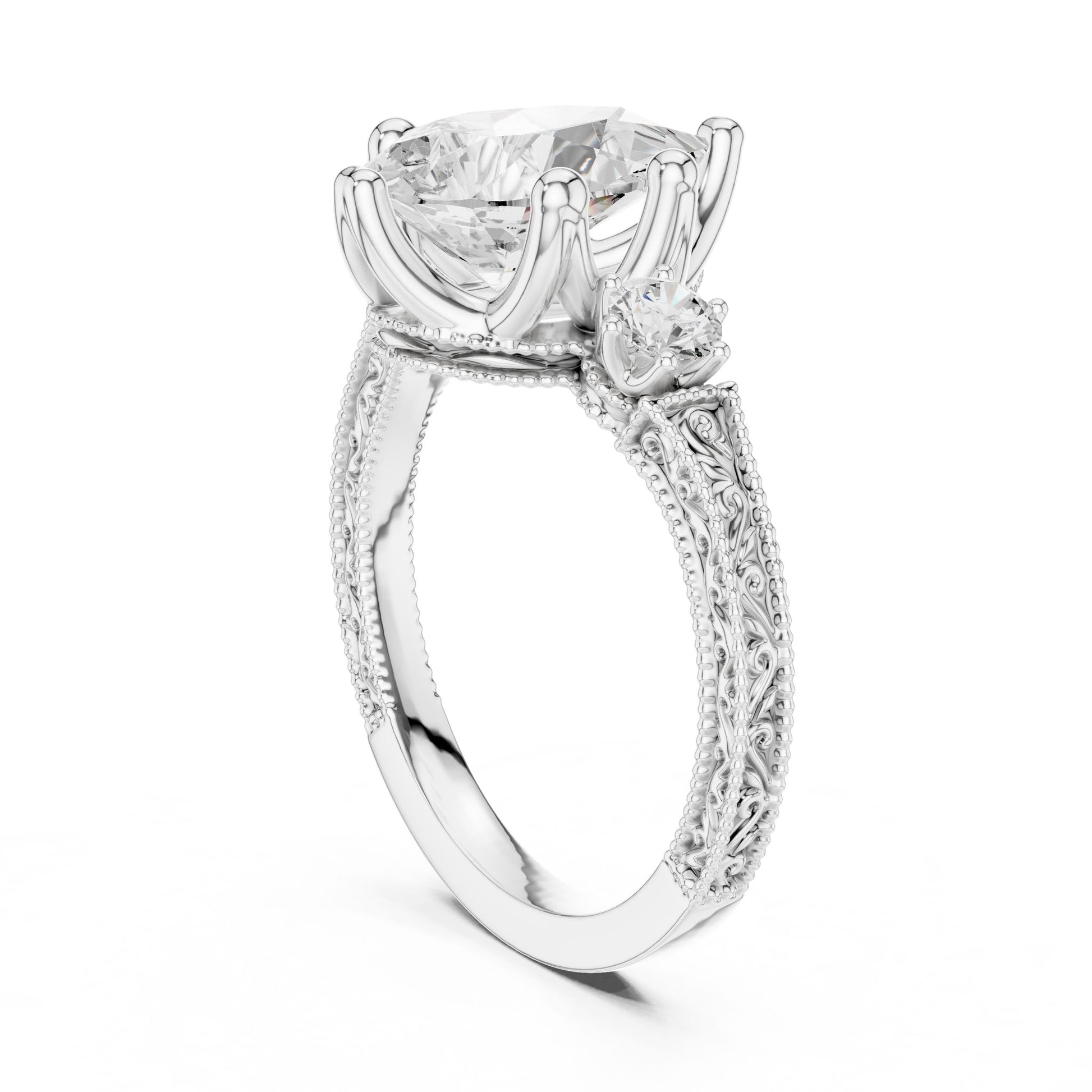 Pear Lab Grown Diamond Three-Stone Engagement Ring