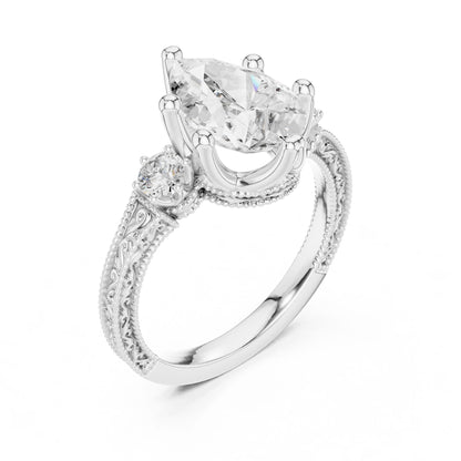 Pear Lab Grown Diamond Three-Stone Engagement Ring
