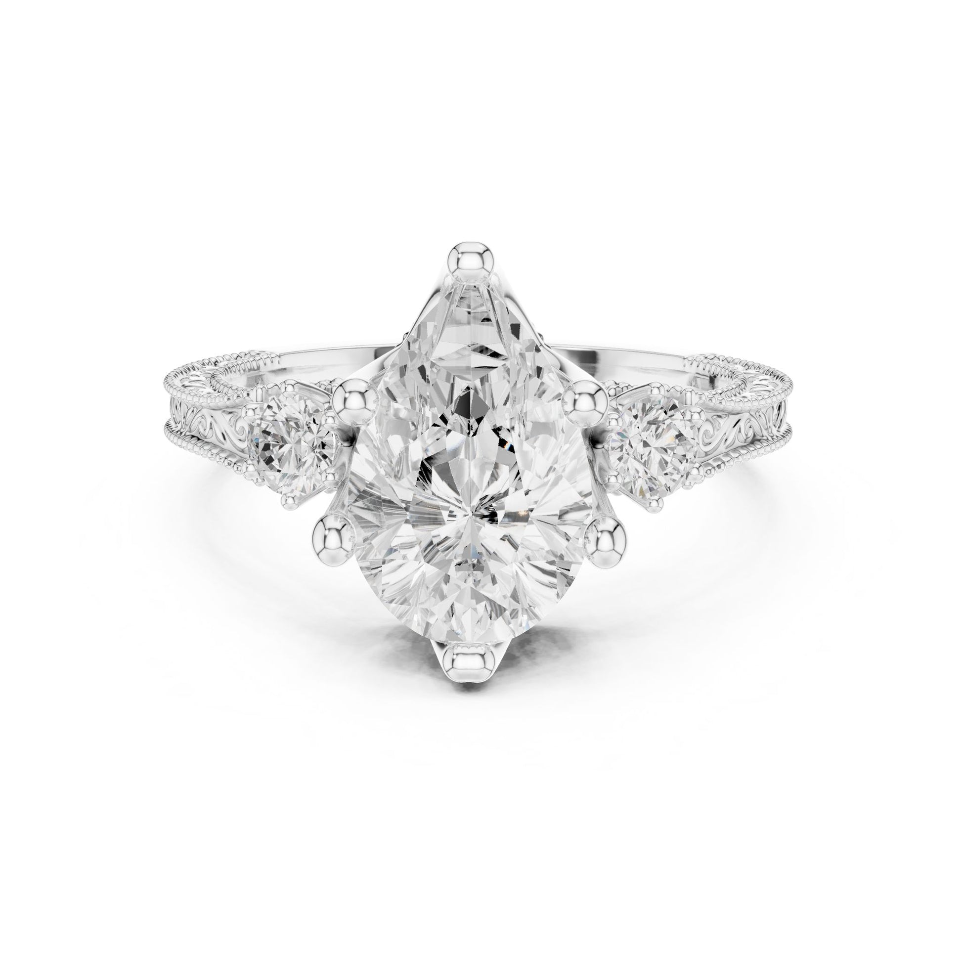 Pear Lab Grown Diamond Three-Stone Engagement Ring