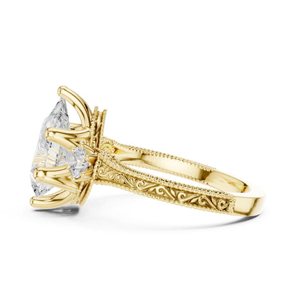 Pear Lab Grown Diamond Three-Stone Engagement Ring