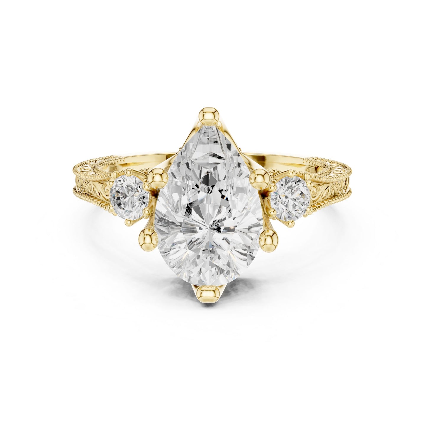 Pear Lab Grown Diamond Three-Stone Engagement Ring