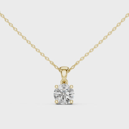 2.0CT Round Cut Lab Diamond Pendant | 18K Gold | IGI Certified