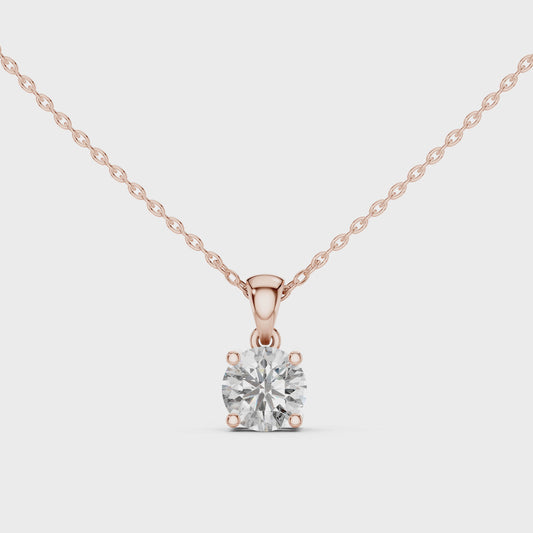 2.0CT Round Cut Lab Diamond Pendant | 18K Gold | IGI Certified