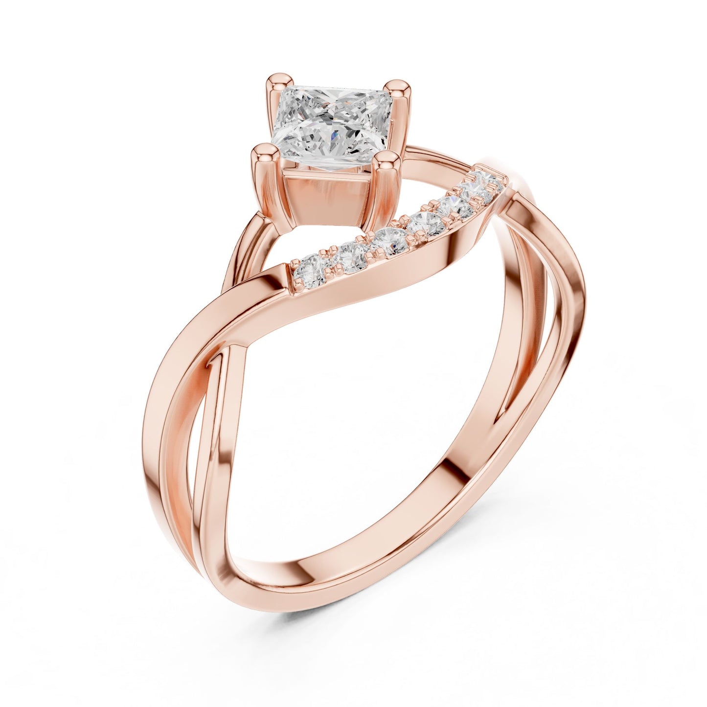 Princess Lab Grown Diamond Bypass Engagement Ring