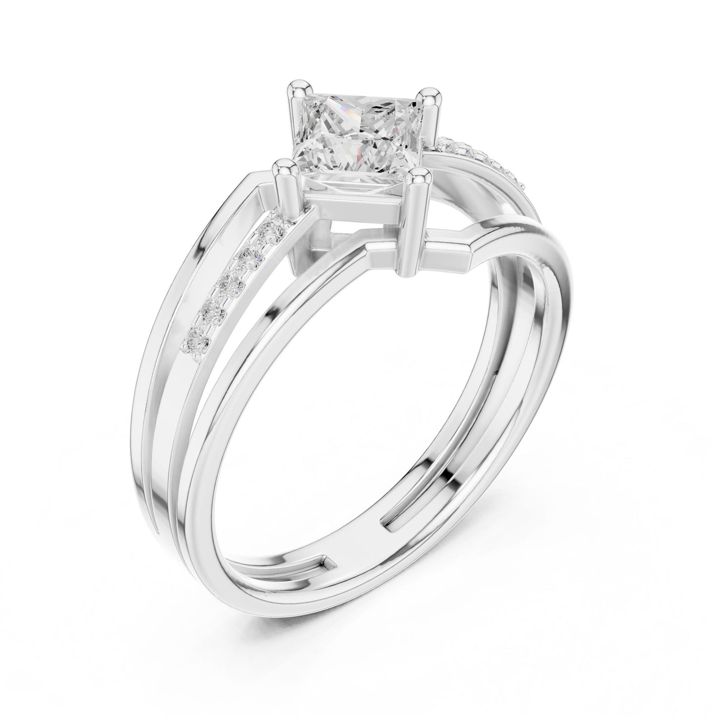 Princess Lab Grown Diamond Bypass Engagement Ring