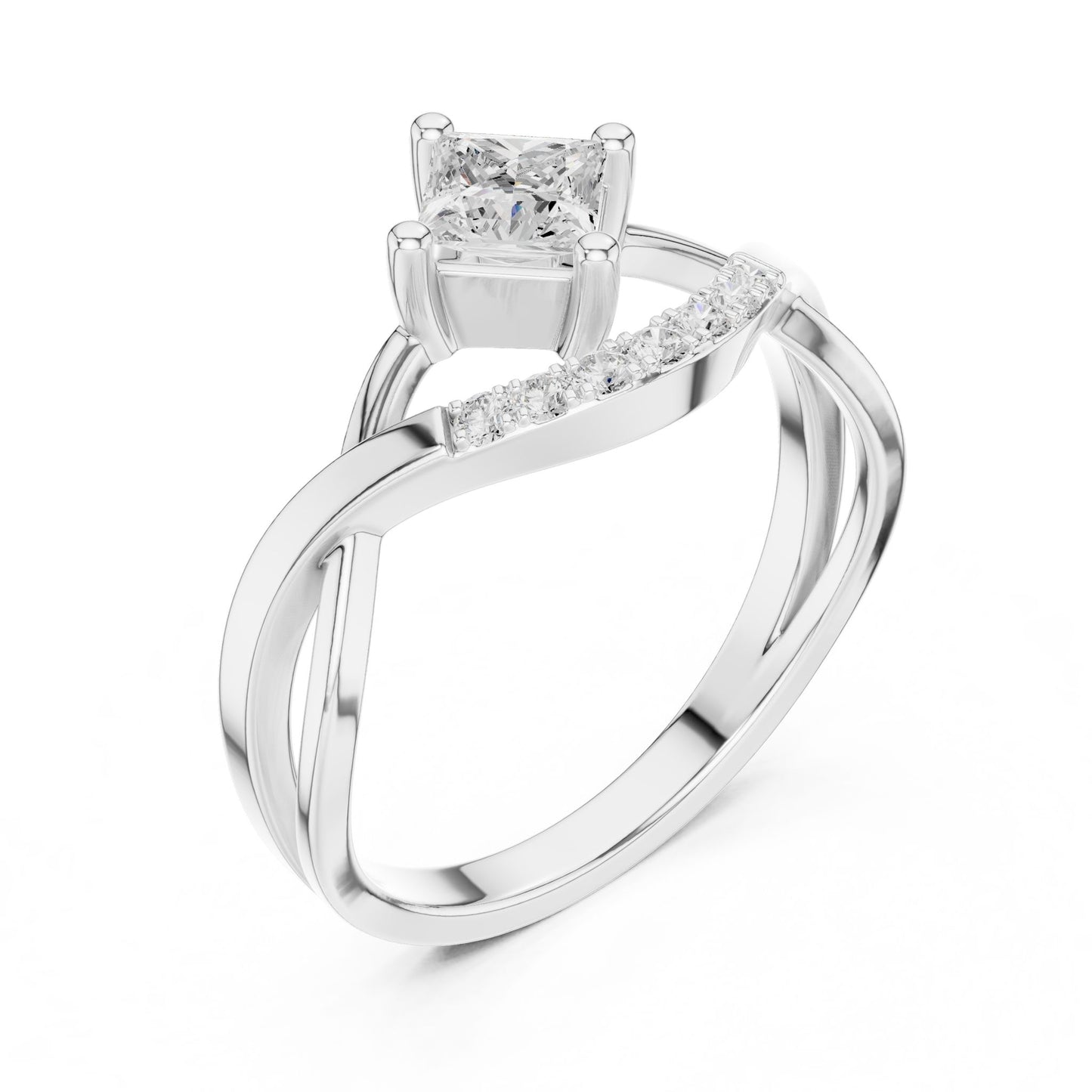 Princess Lab Grown Diamond Bypass Engagement Ring