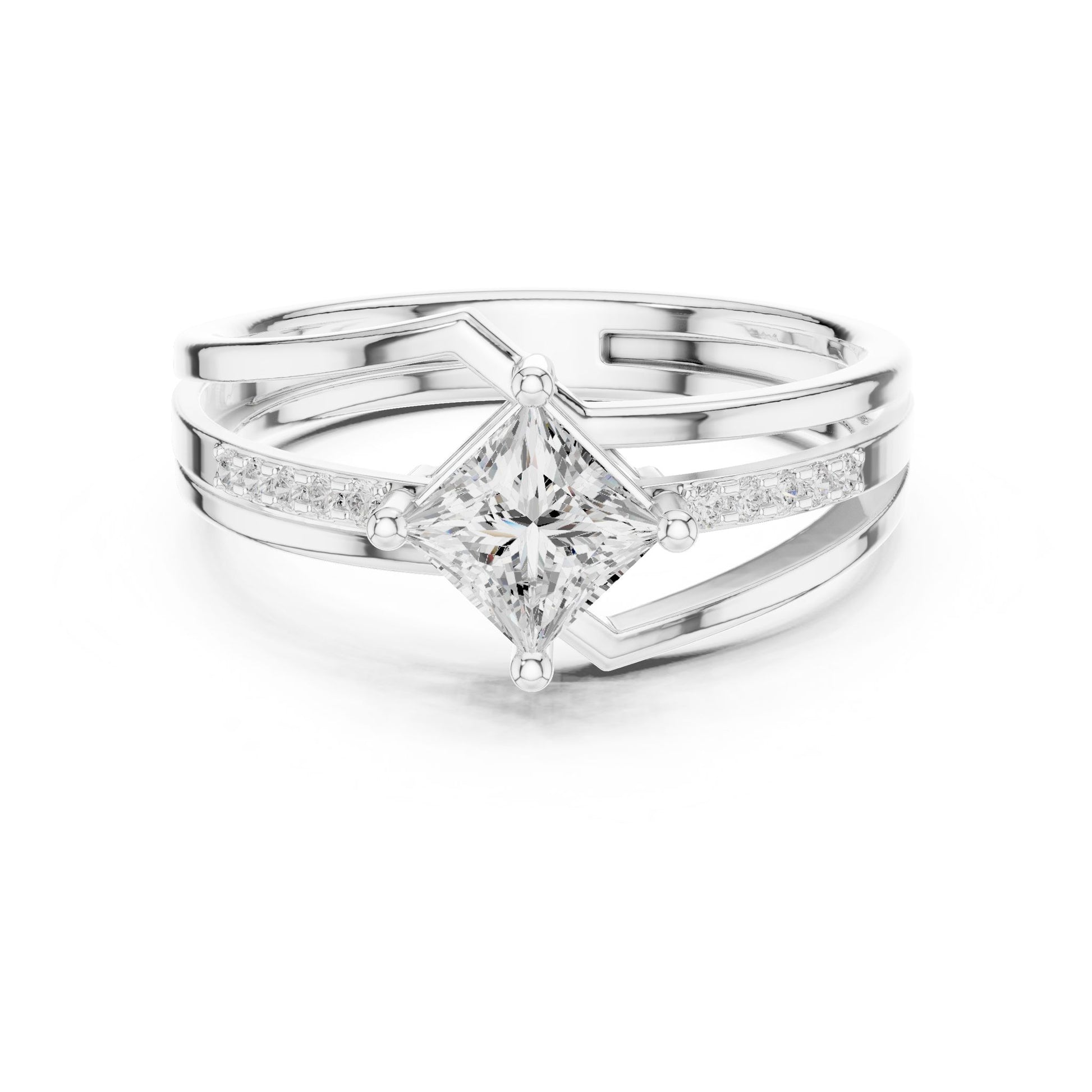 Princess Lab Grown Diamond Bypass Engagement Ring