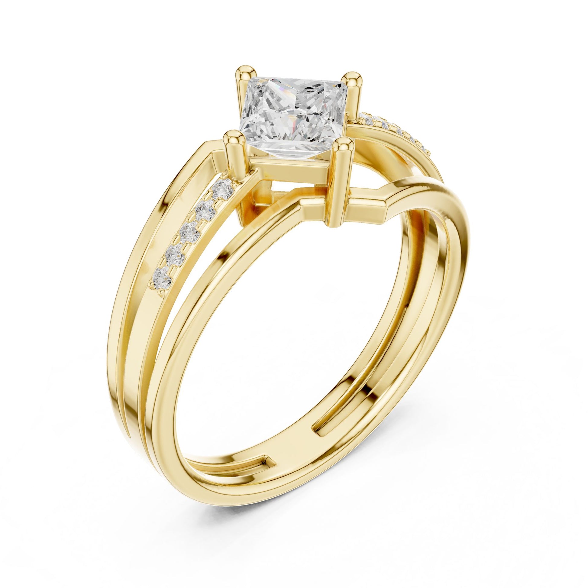 Princess Lab Grown Diamond Bypass Engagement Ring
