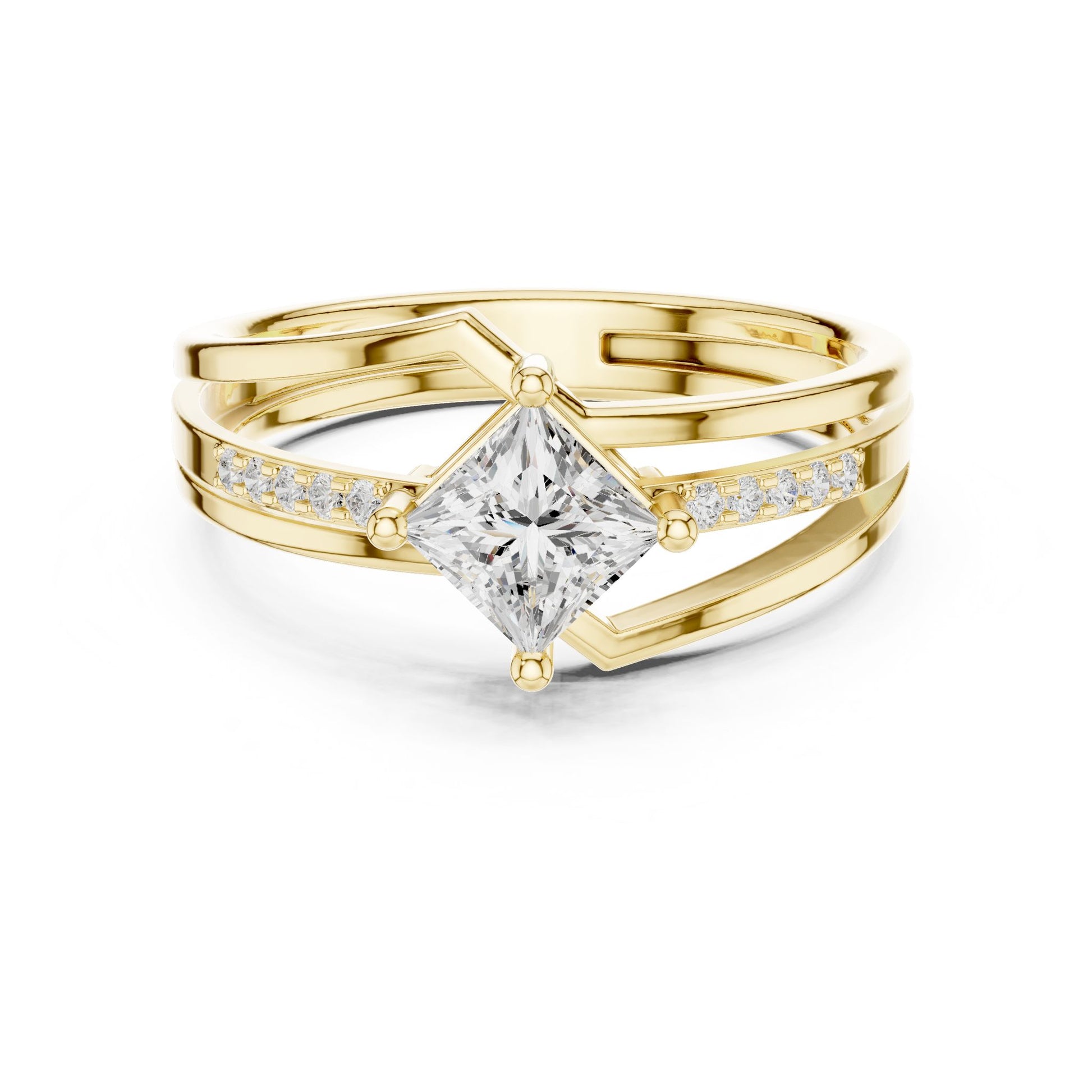 Princess Lab Grown Diamond Bypass Engagement Ring
