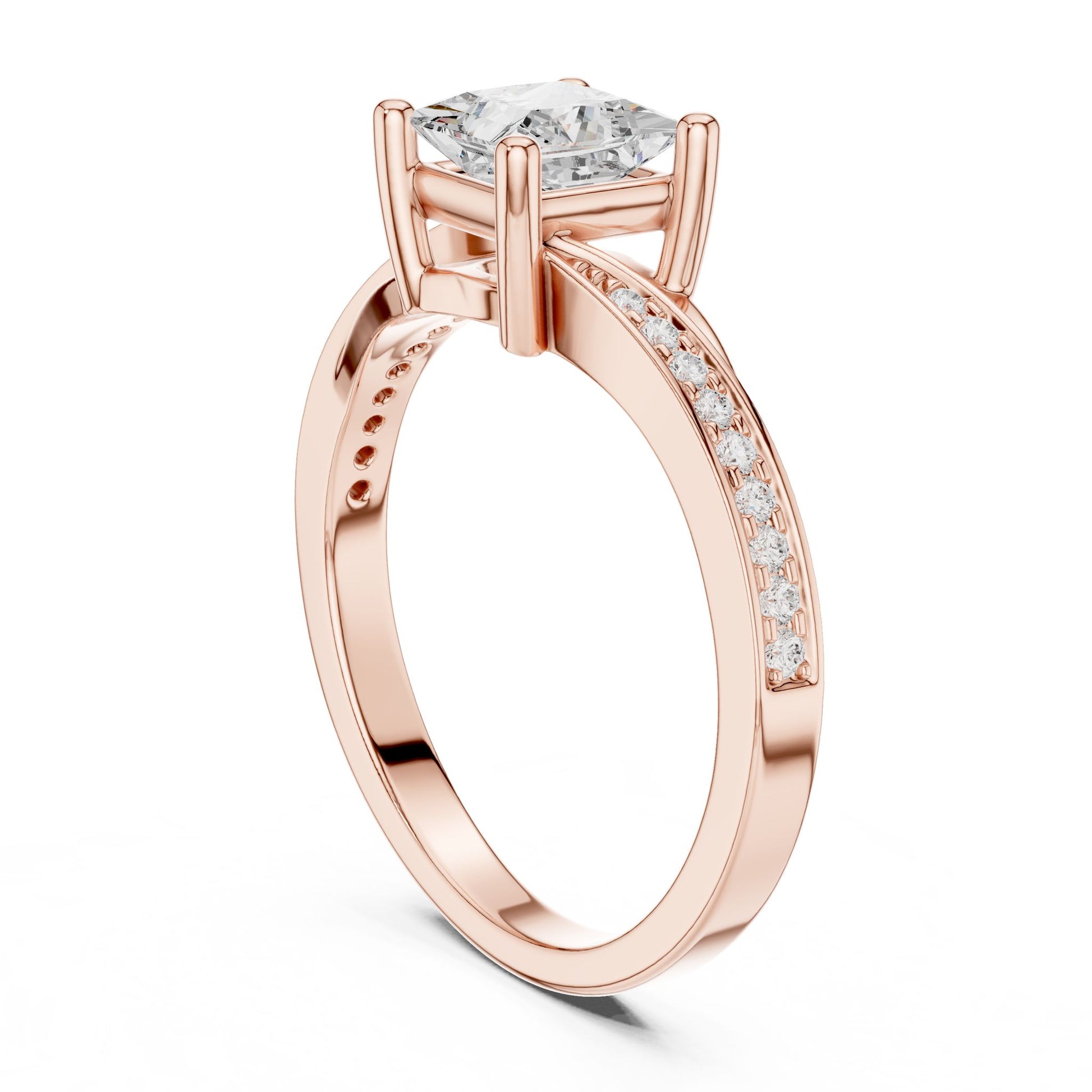 Princess Lab Grown Diamond Cathedral Engagement Ring
