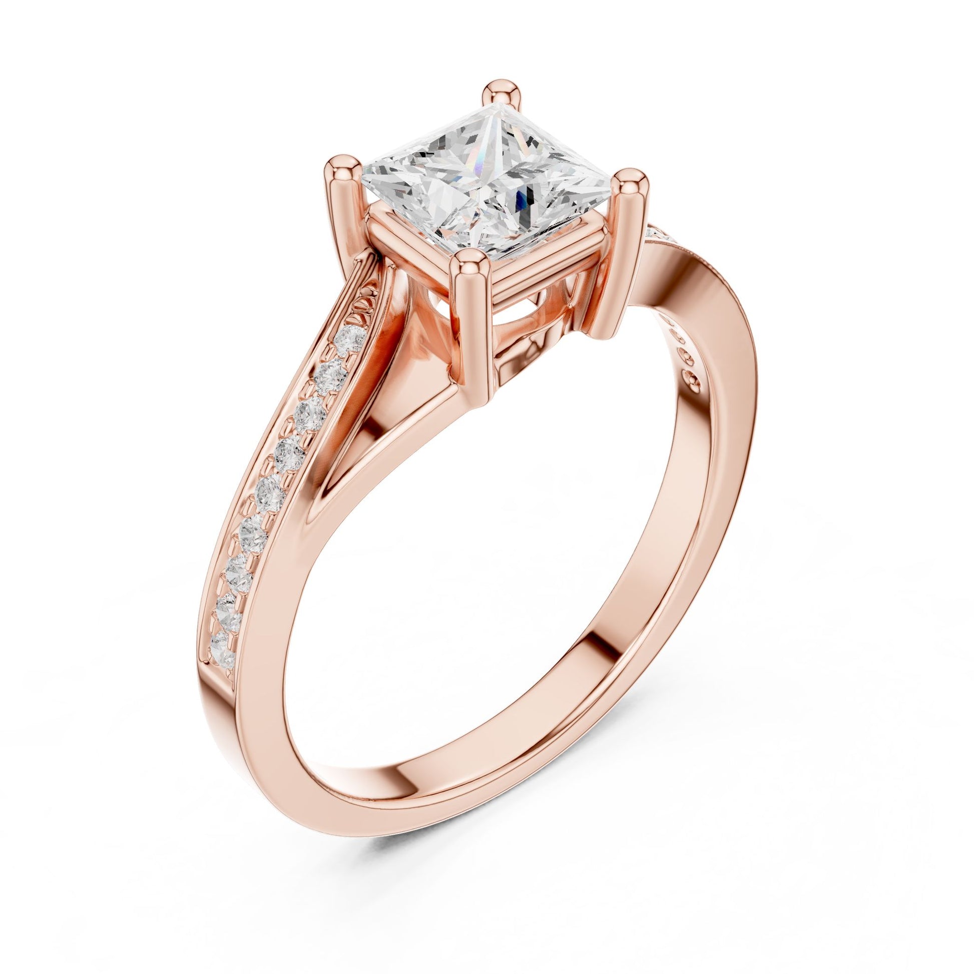 Princess Lab Grown Diamond Cathedral Engagement Ring