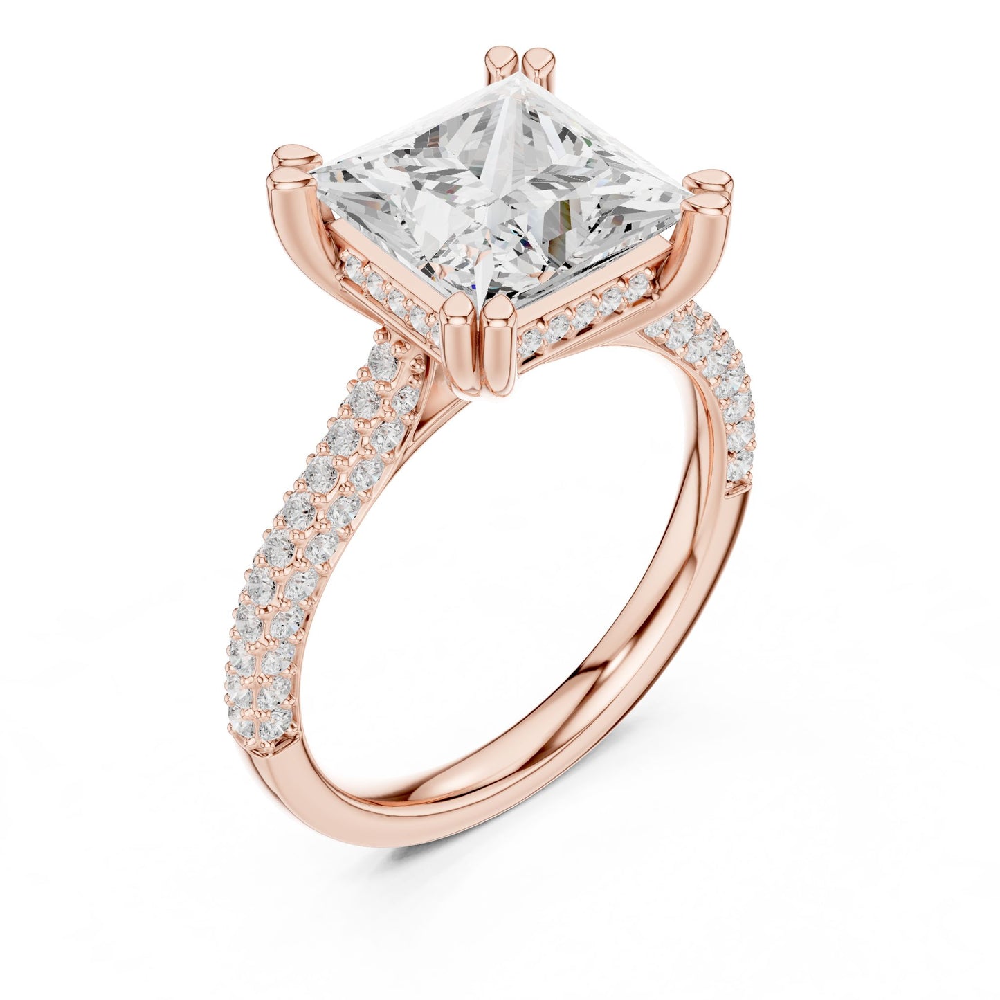 Princess Lab Grown Diamond Cathedral Engagement Ring