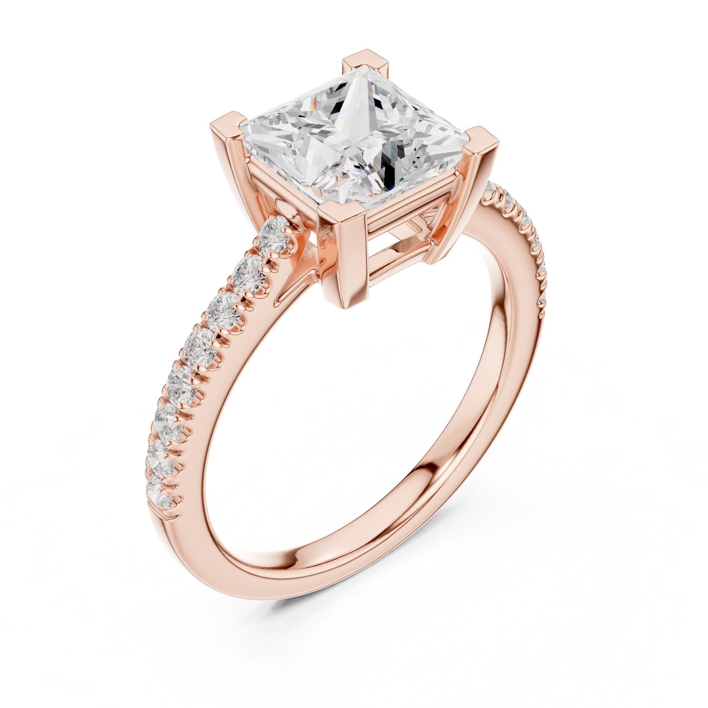Princess Lab Grown Diamond Cathedral Engagement Ring