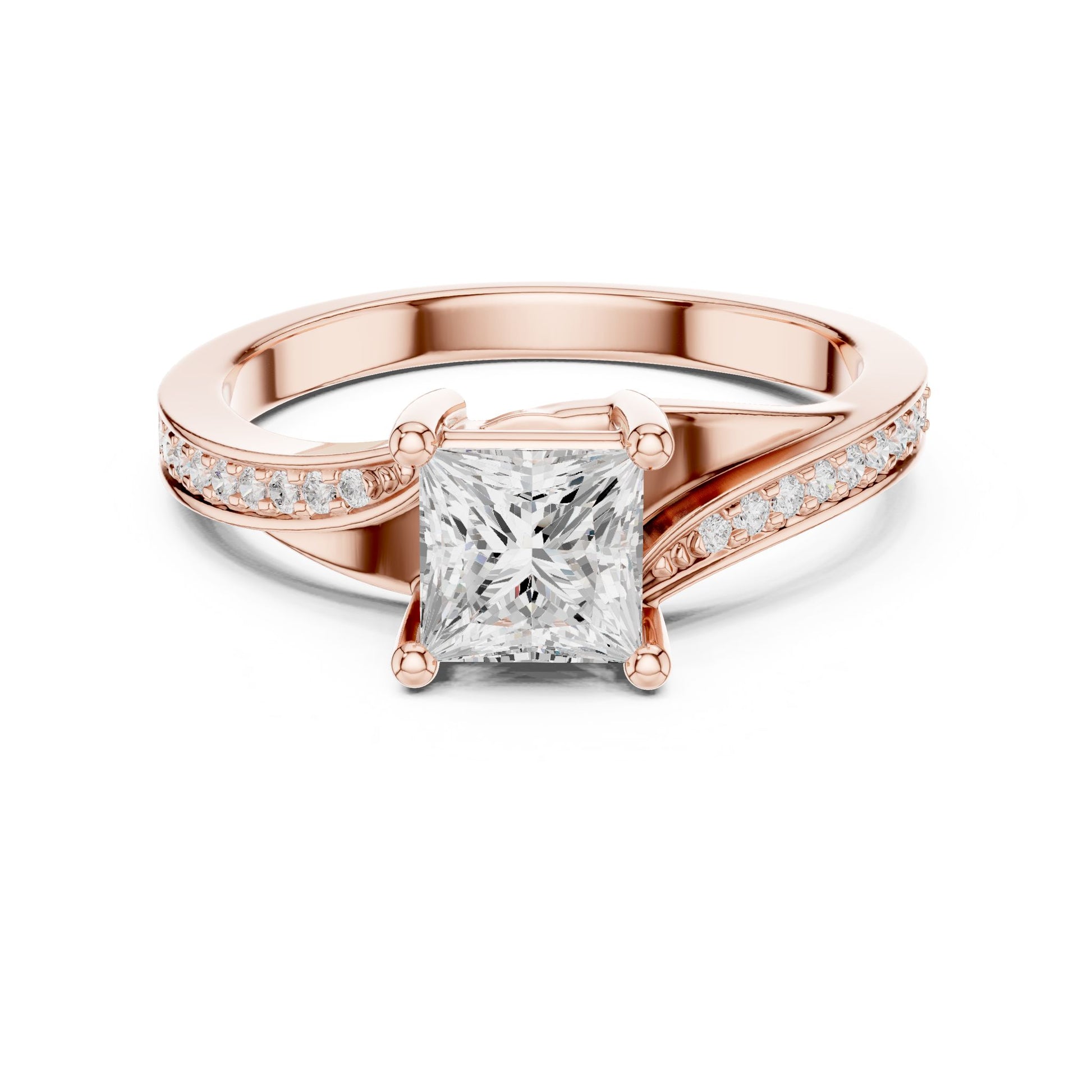 Princess Lab Grown Diamond Cathedral Engagement Ring