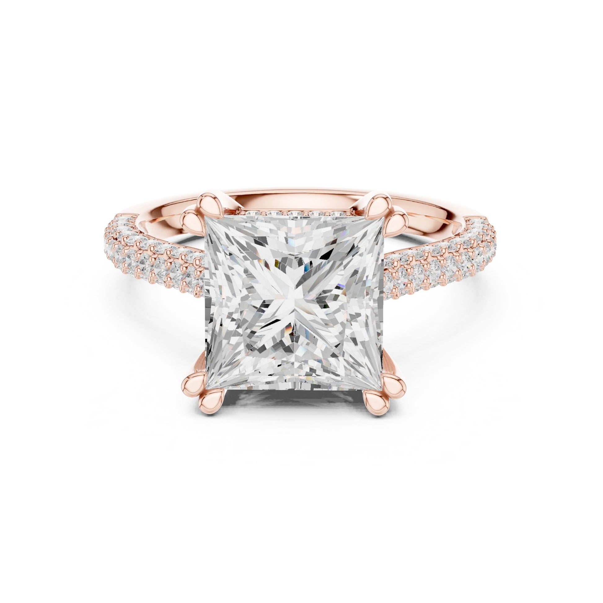 Princess Lab Grown Diamond Cathedral Engagement Ring