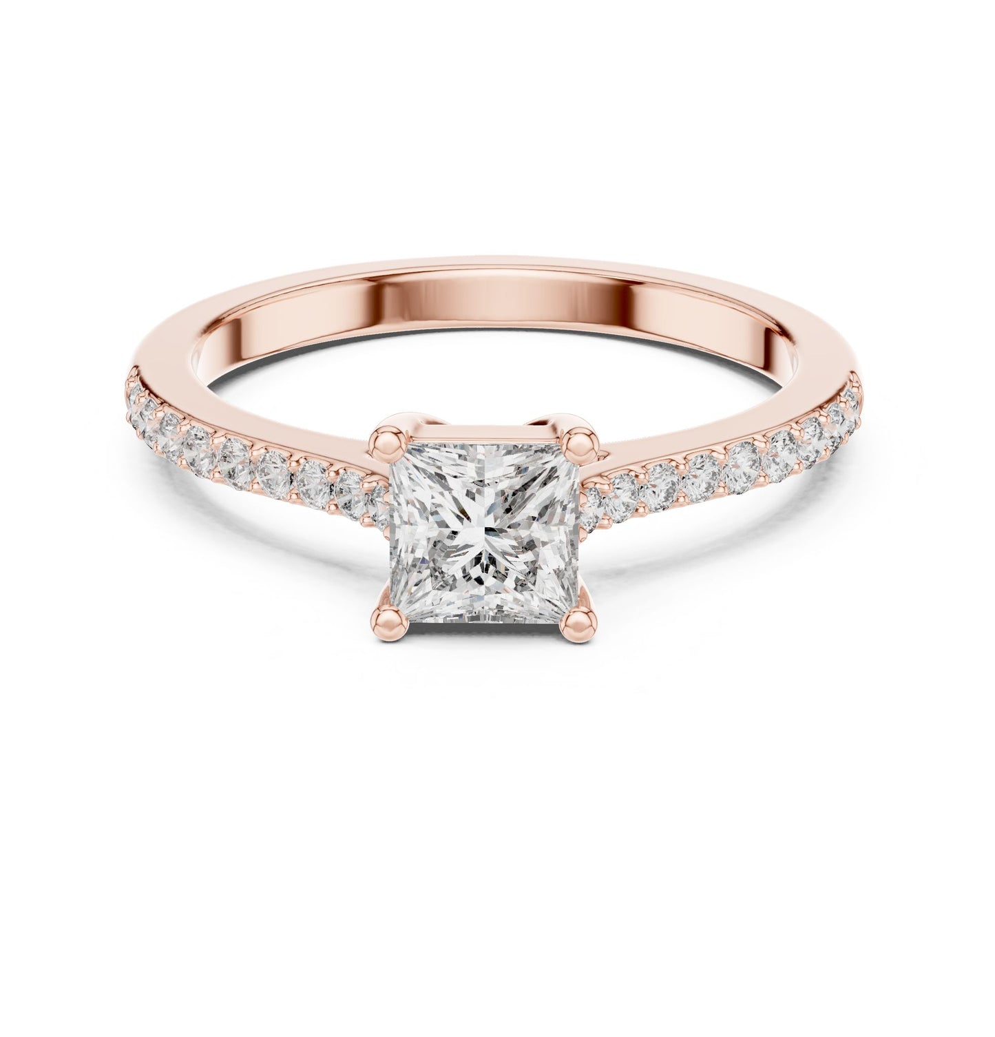 Princess Lab Grown Diamond Cathedral Engagement Ring