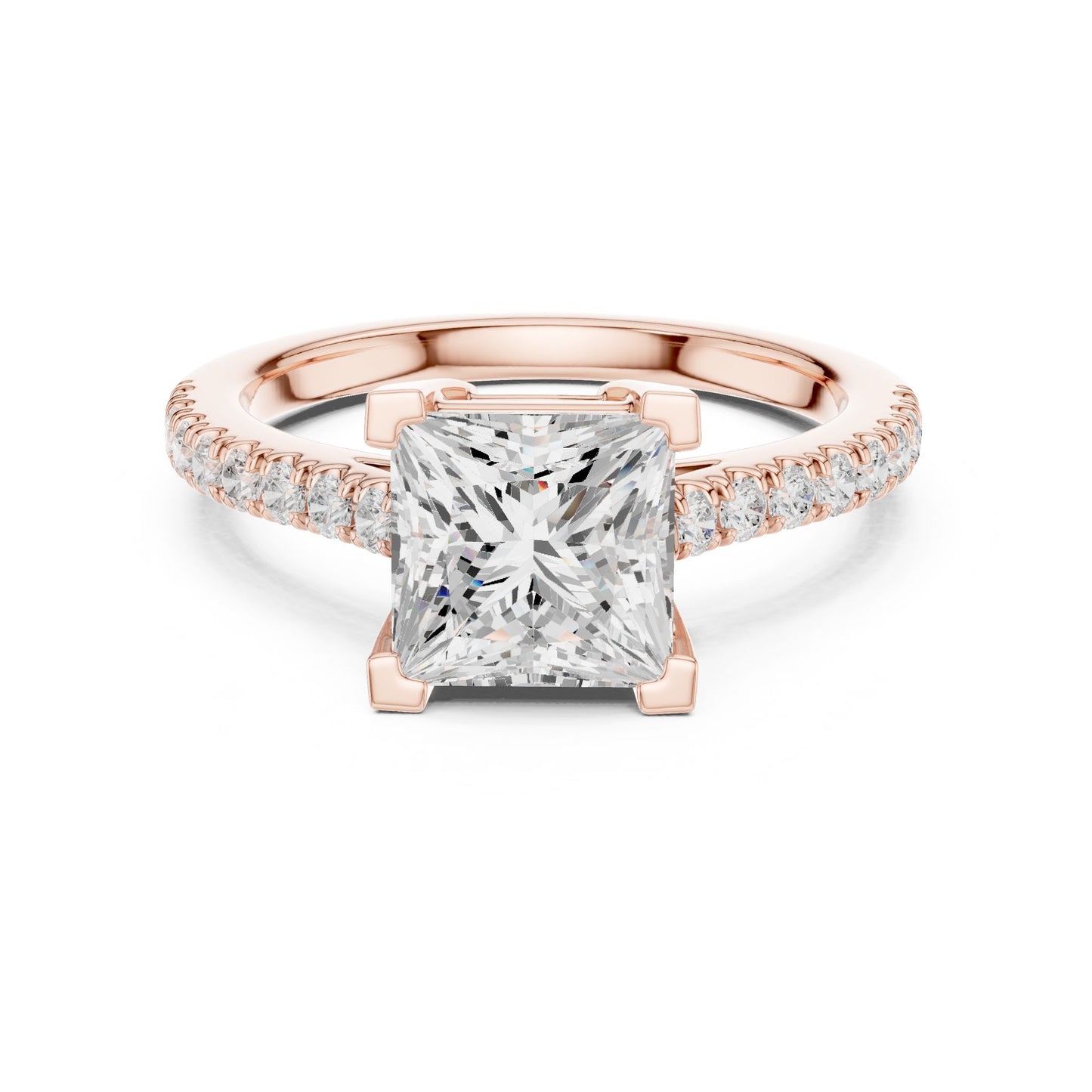Princess Lab Grown Diamond Cathedral Engagement Ring