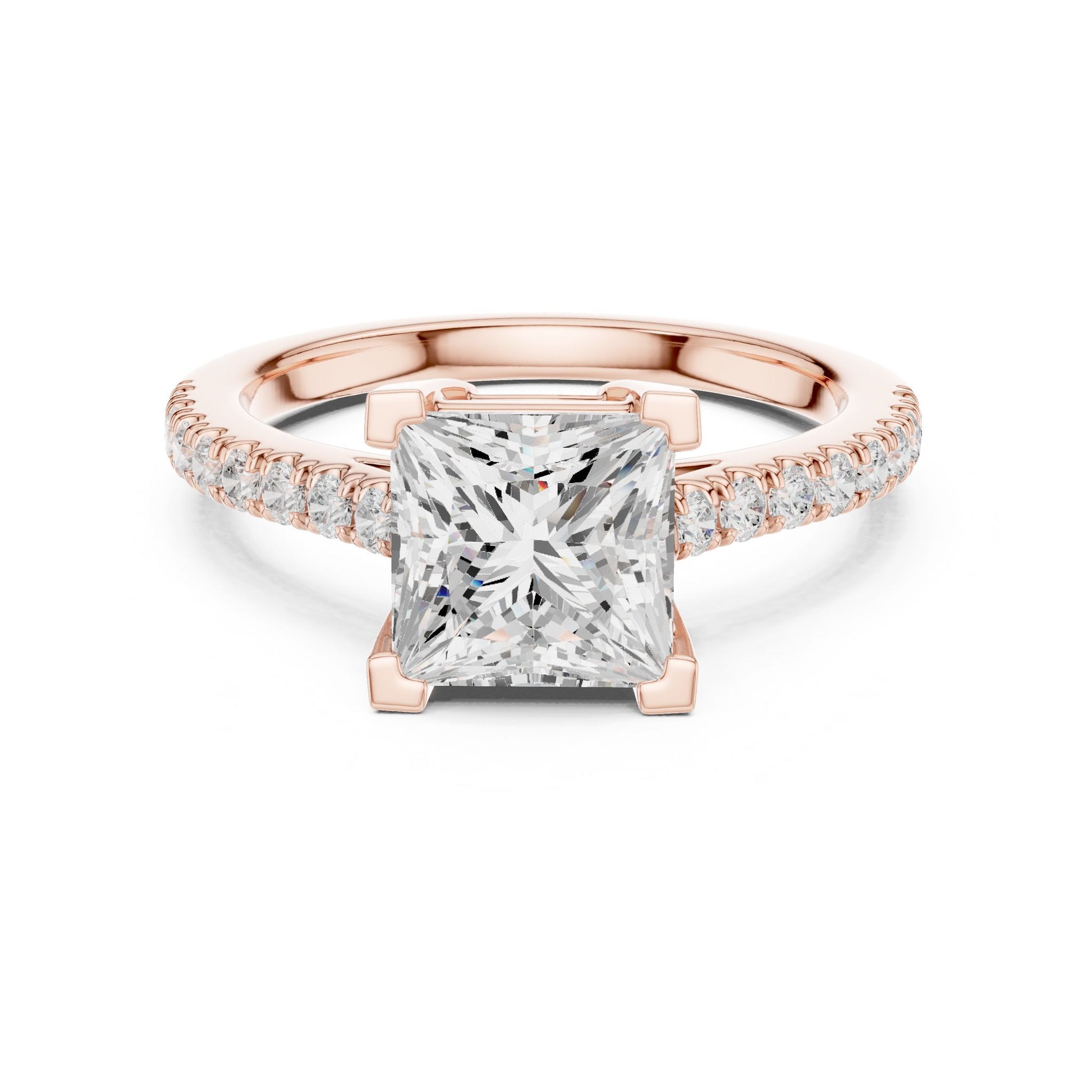 Princess Lab Grown Diamond Cathedral Engagement Ring