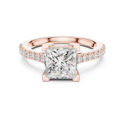 Princess Lab Grown Diamond Cathedral Engagement Ring