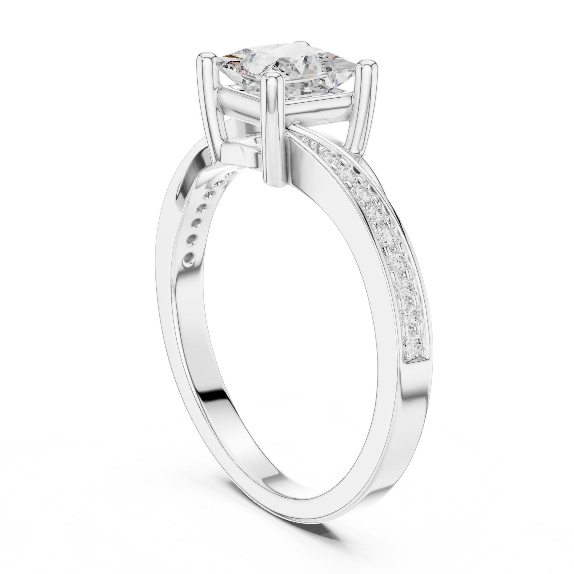 Princess Lab Grown Diamond Cathedral Engagement Ring