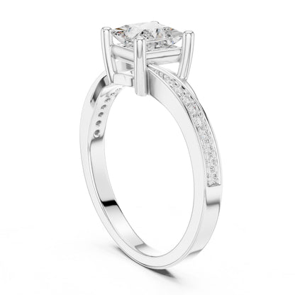 Princess Lab Grown Diamond Cathedral Engagement Ring