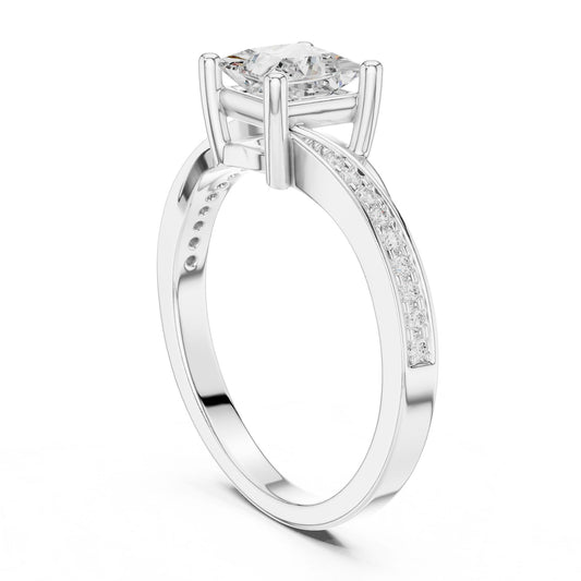Princess Lab Grown Diamond Cathedral Engagement Ring