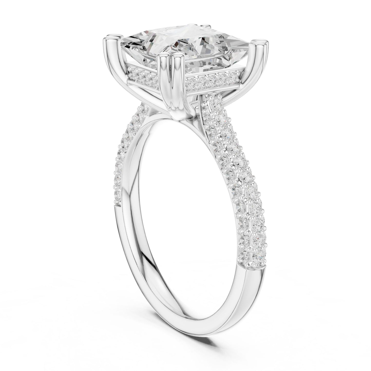 Princess Lab Grown Diamond Cathedral Engagement Ring