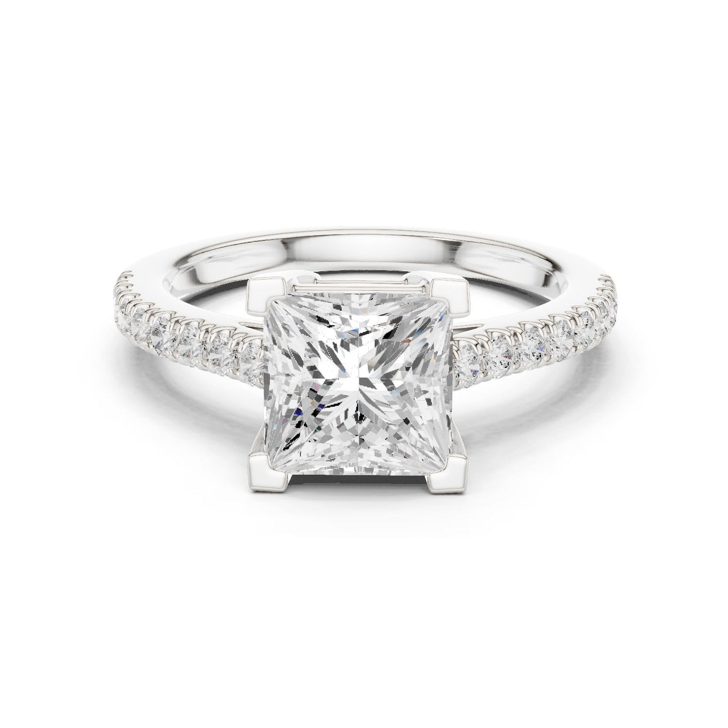Princess Lab Grown Diamond Cathedral Engagement Ring