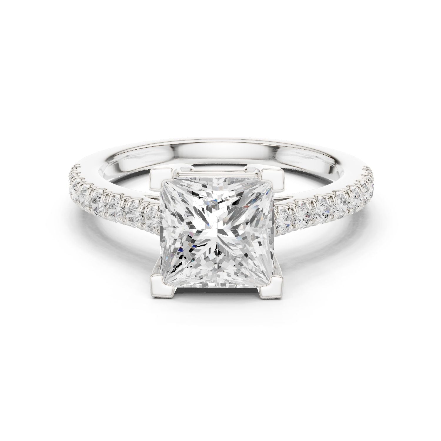 Princess Lab Grown Diamond Cathedral Engagement Ring