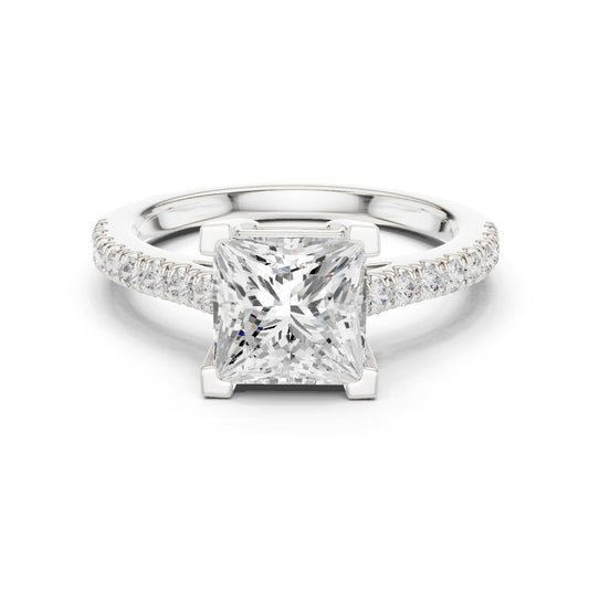 Princess Lab Grown Diamond Cathedral Engagement Ring
