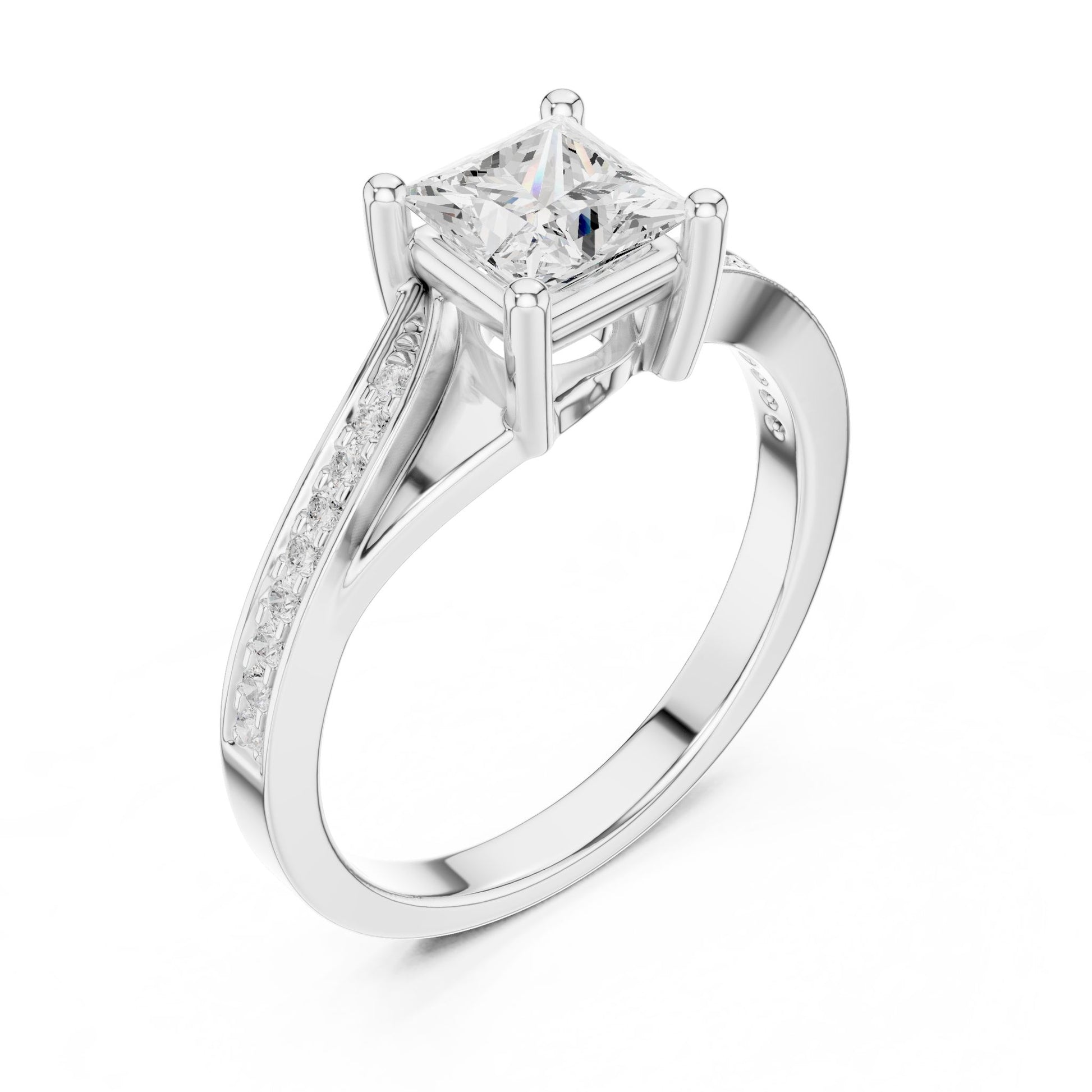 Princess Lab Grown Diamond Cathedral Engagement Ring