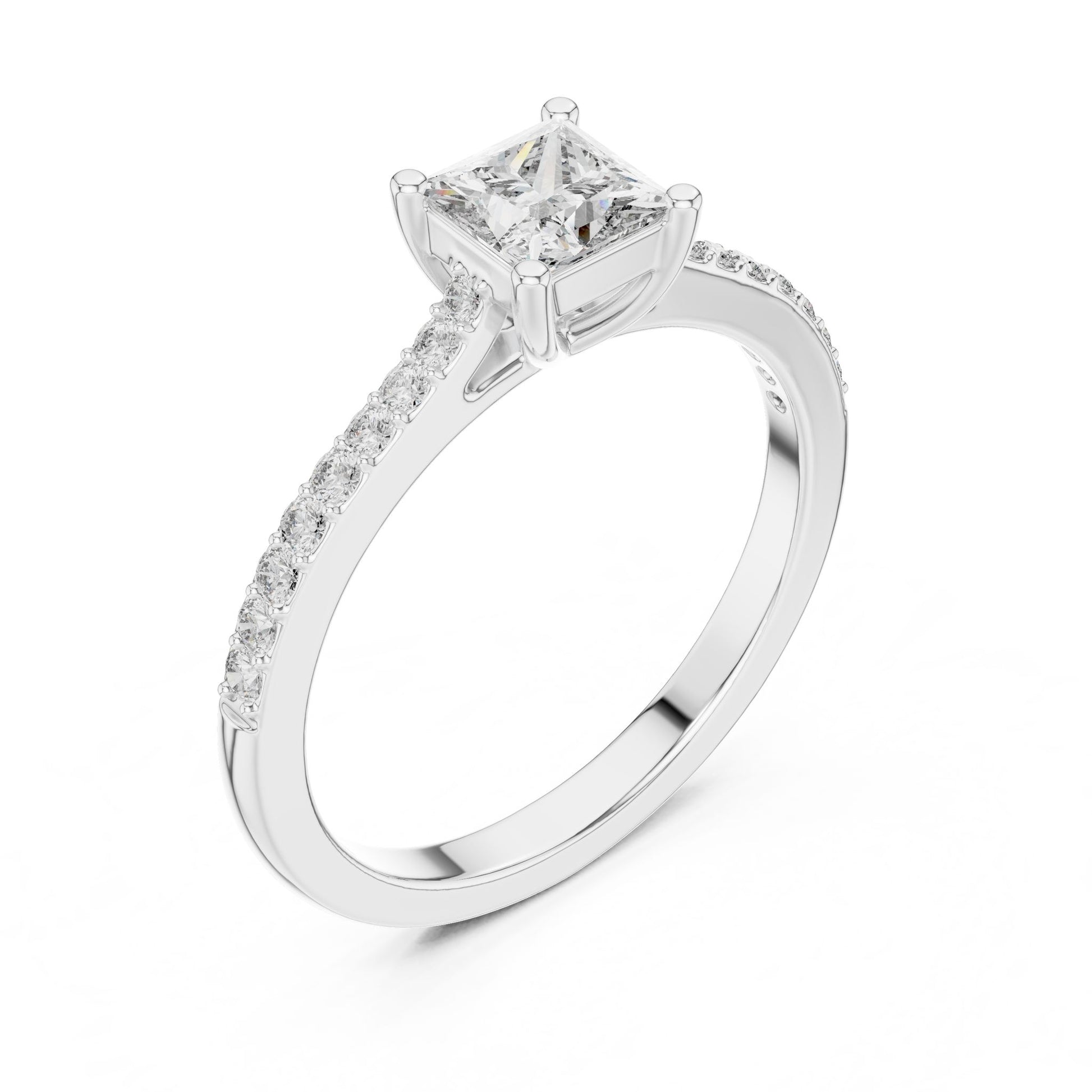 Princess Lab Grown Diamond Cathedral Engagement Ring