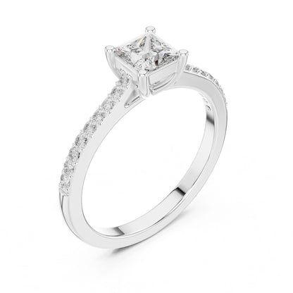 Princess Lab Grown Diamond Cathedral Engagement Ring