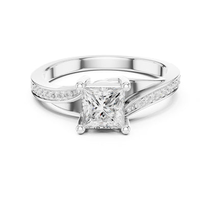 Princess Lab Grown Diamond Cathedral Engagement Ring