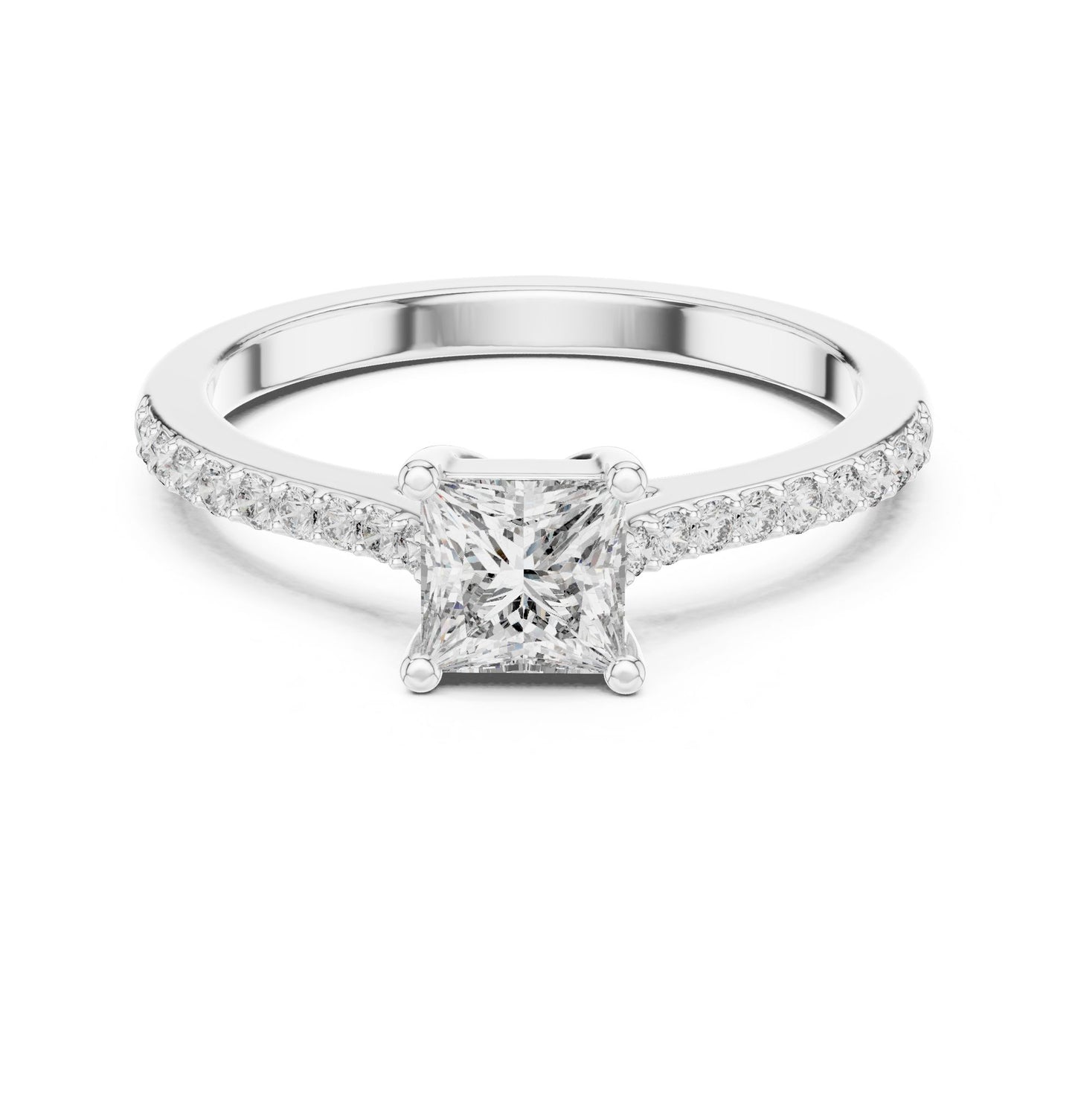 Princess Lab Grown Diamond Cathedral Engagement Ring