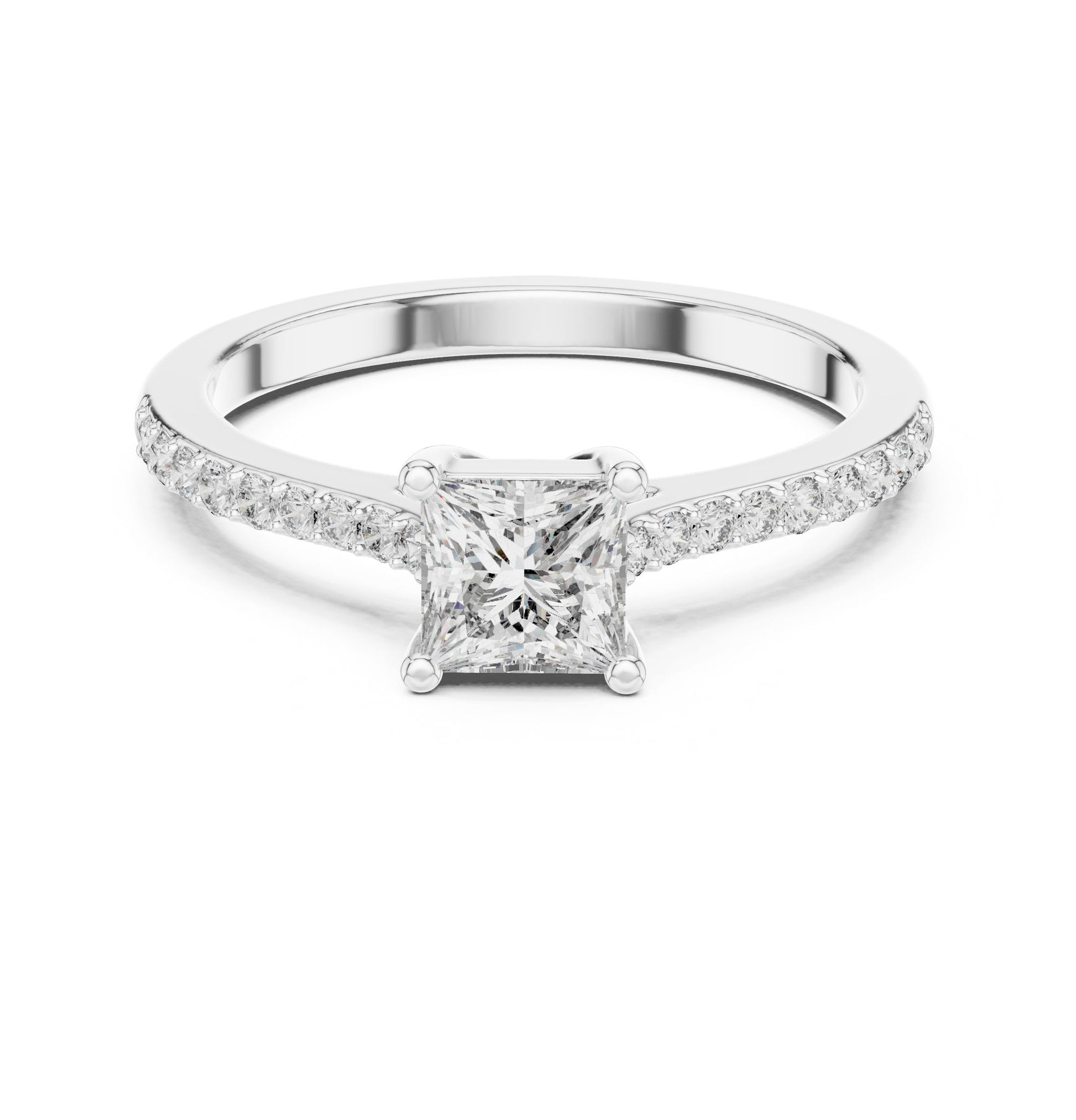 Princess Lab Grown Diamond Cathedral Engagement Ring