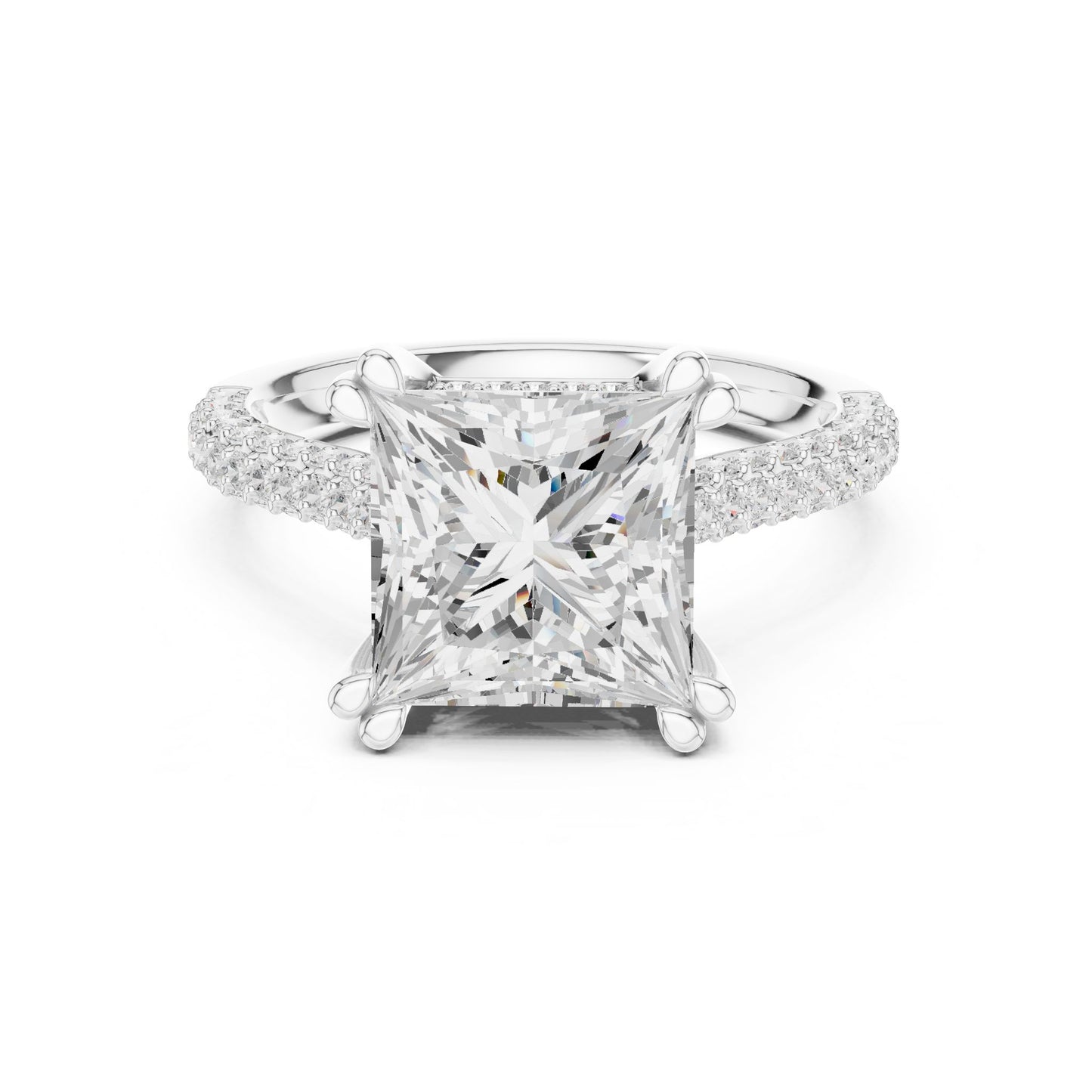 Princess Lab Grown Diamond Cathedral Engagement Ring