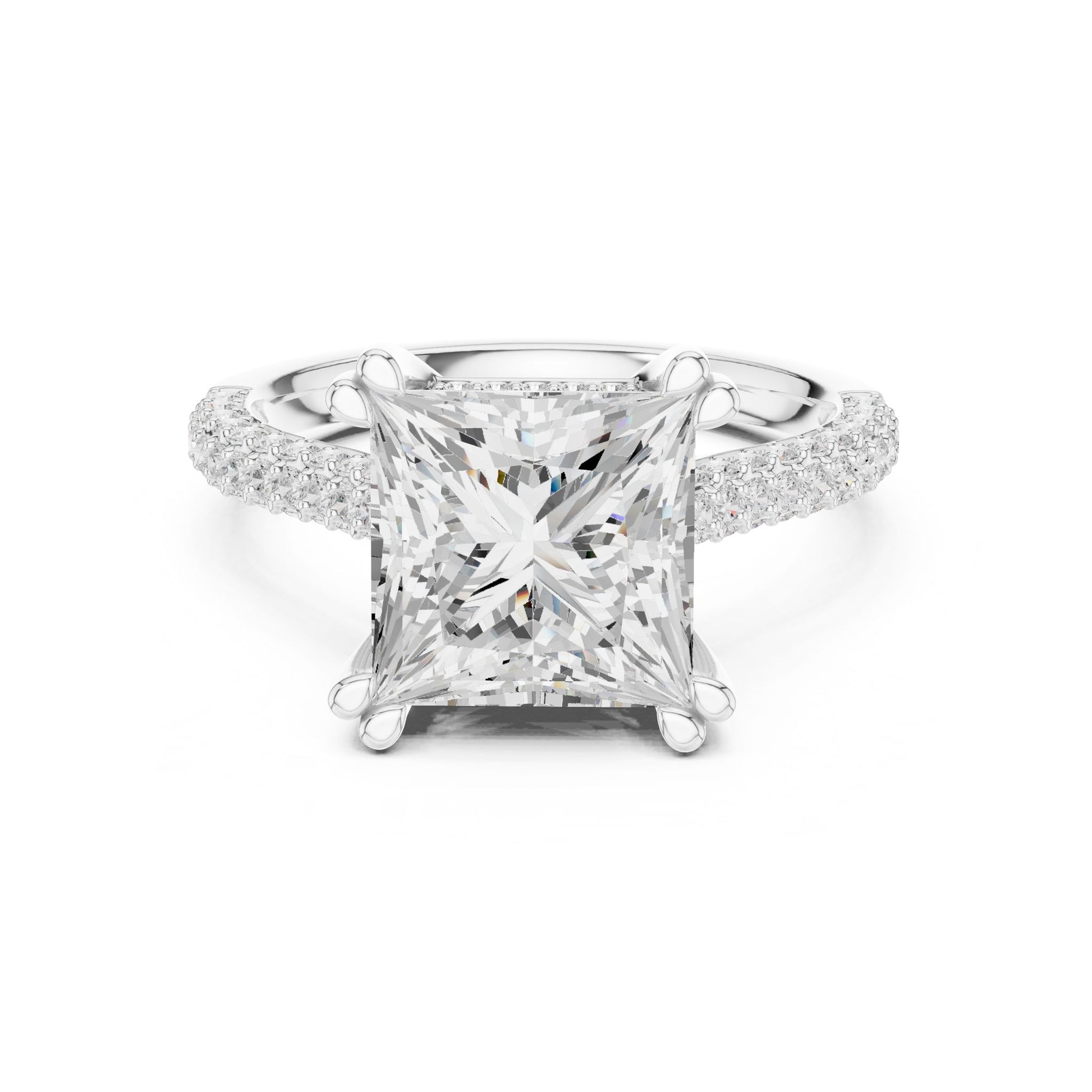 Princess Lab Grown Diamond Cathedral Engagement Ring