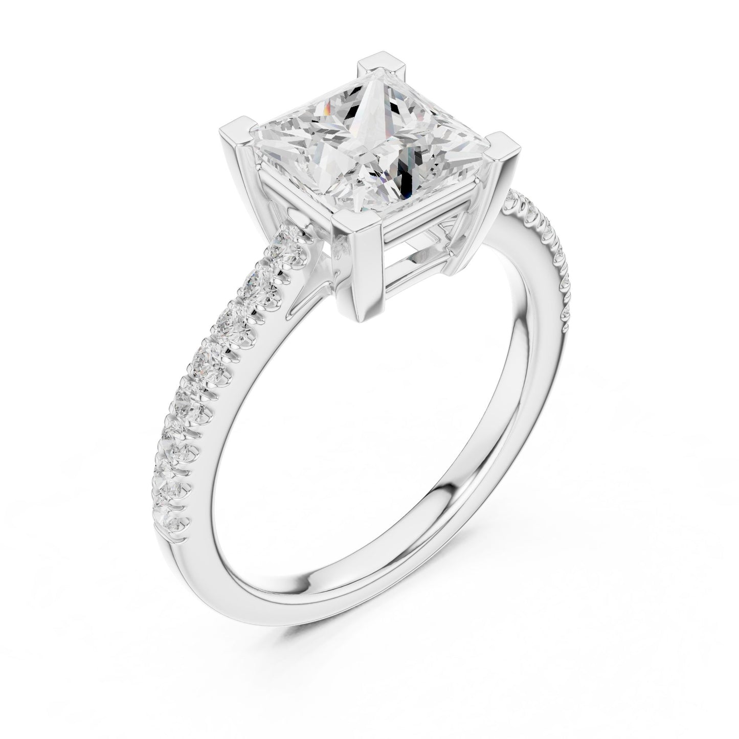 Princess Lab Grown Diamond Cathedral Engagement Ring