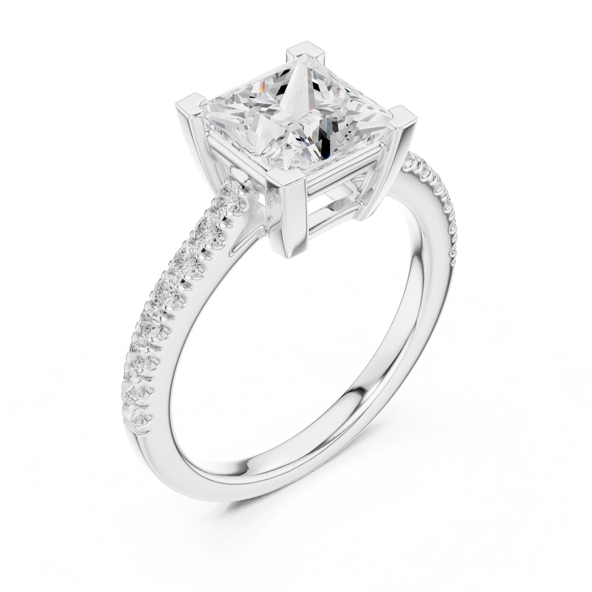 Princess Lab Grown Diamond Cathedral Engagement Ring